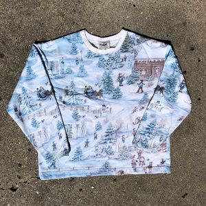 Vintage Snowy Day Graphic AOP Crewneck